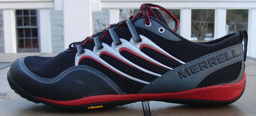 Merrell Mens Trail Glove 5 Running Shoes Trainers Sneakers Grey Red Sports 