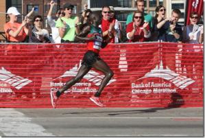 Moses Mosop Bounces on his Forefeet and Floats Through the Air to Win the Chicago Marathon!