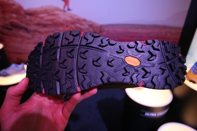 Great looking Vibram Megagrip outsole with a forefoot rock plate.